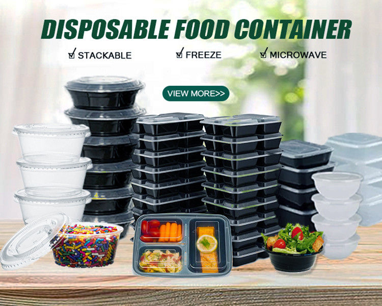 Contenitori di cibo in plastica usa e getta per pranzo personalizzato disponibili da 2 a 8 compartimenti