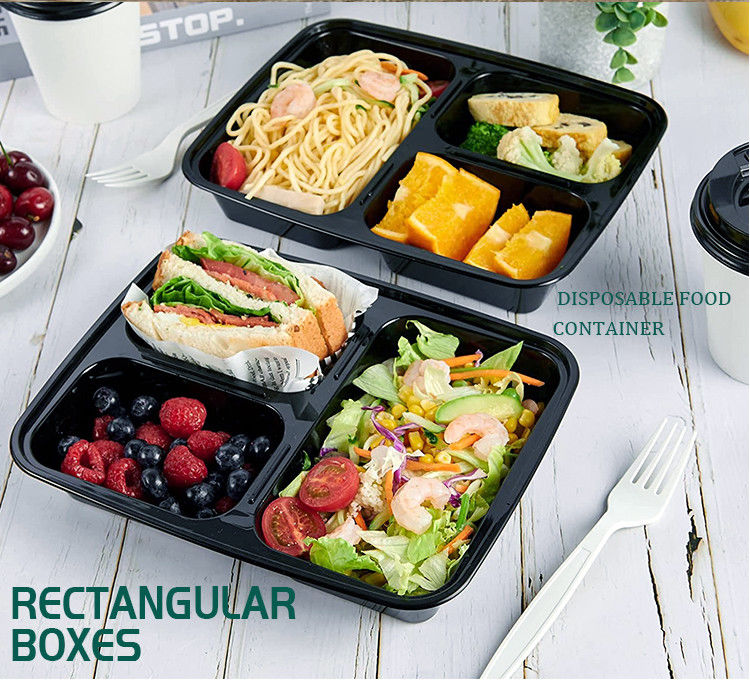 Contenitori di cibo in plastica usa e getta per pranzo personalizzato disponibili da 2 a 8 compartimenti