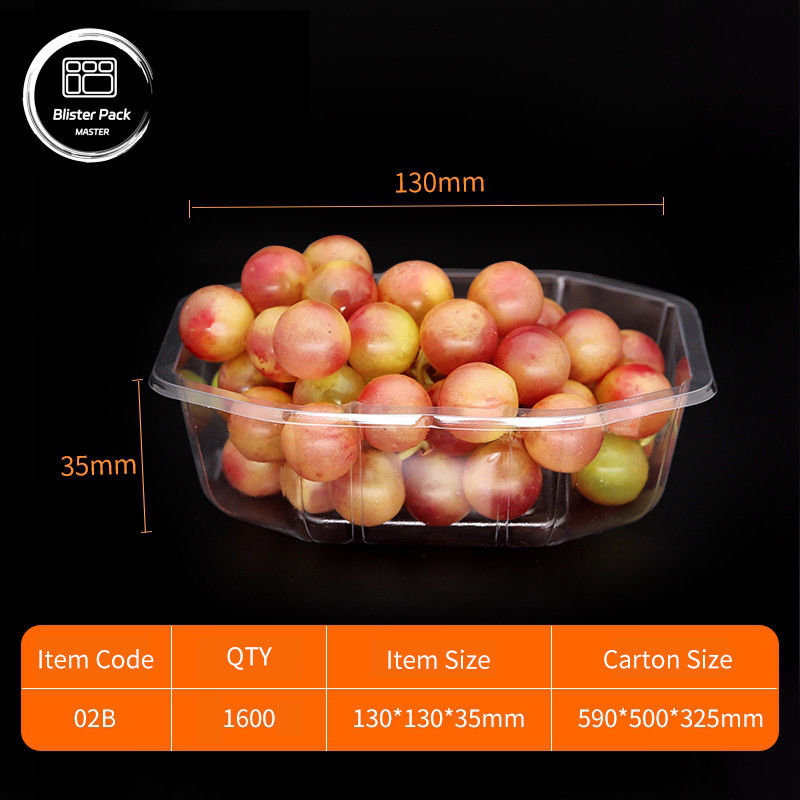 Contenitori trasparenti in PET con guscio di frutta Scatole di plastica usa e getta con coperchio per imballaggi di litchi e uve