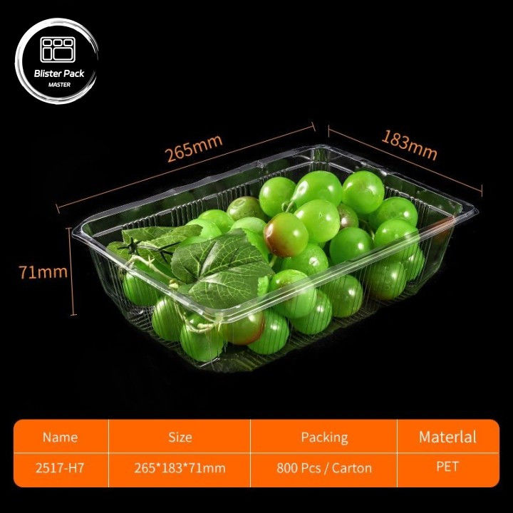 Contenitori trasparenti in PET con guscio di frutta Scatole di plastica usa e getta con coperchio per imballaggi di litchi e uve