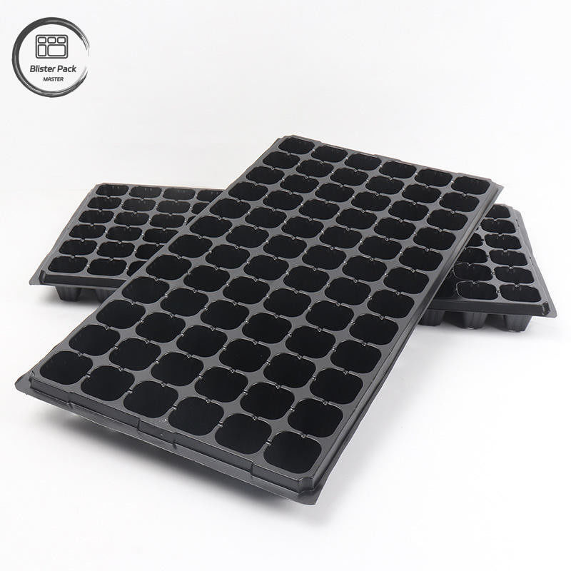 Piatti di semina di plastica nera durevoli per serre Materiale riciclato 50 seminatore a cellule 3,8 cm buchi profondi
