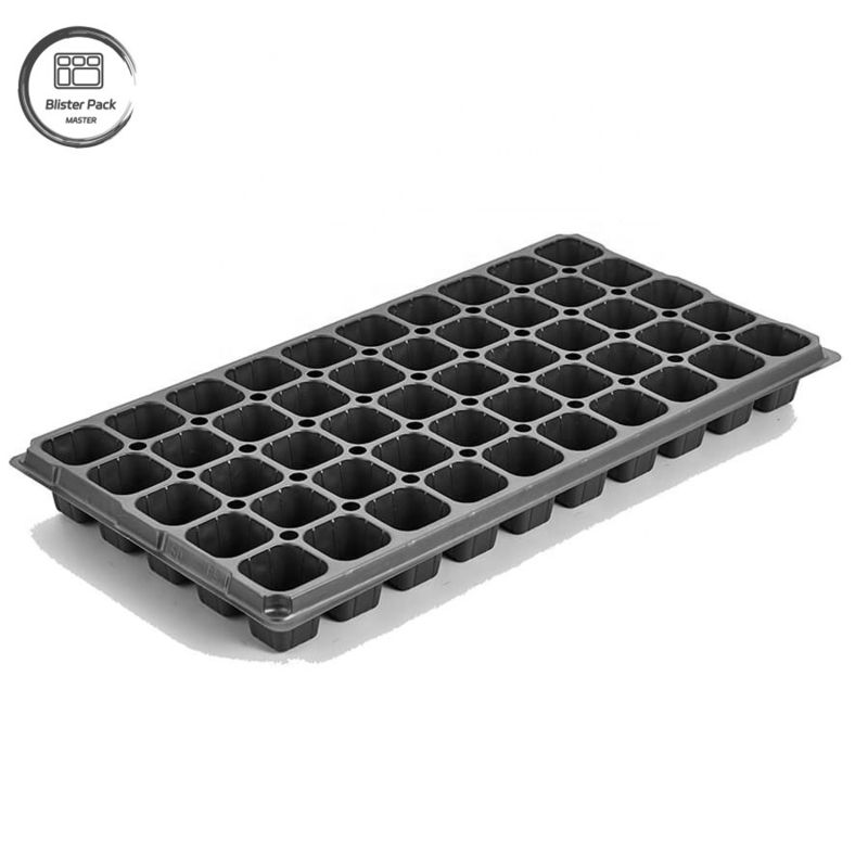 Piatti di semina di plastica nera durevoli per serre Materiale riciclato 50 seminatore a cellule 3,8 cm buchi profondi