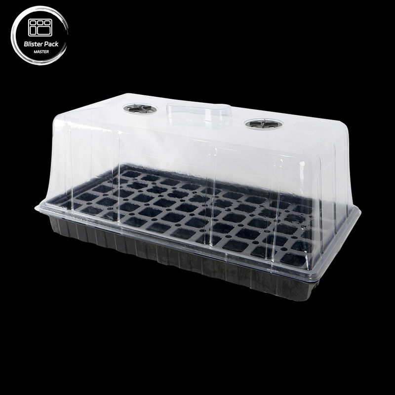 Piatti di semina di plastica nera durevoli per serre Materiale riciclato 50 seminatore a cellule 3,8 cm buchi profondi