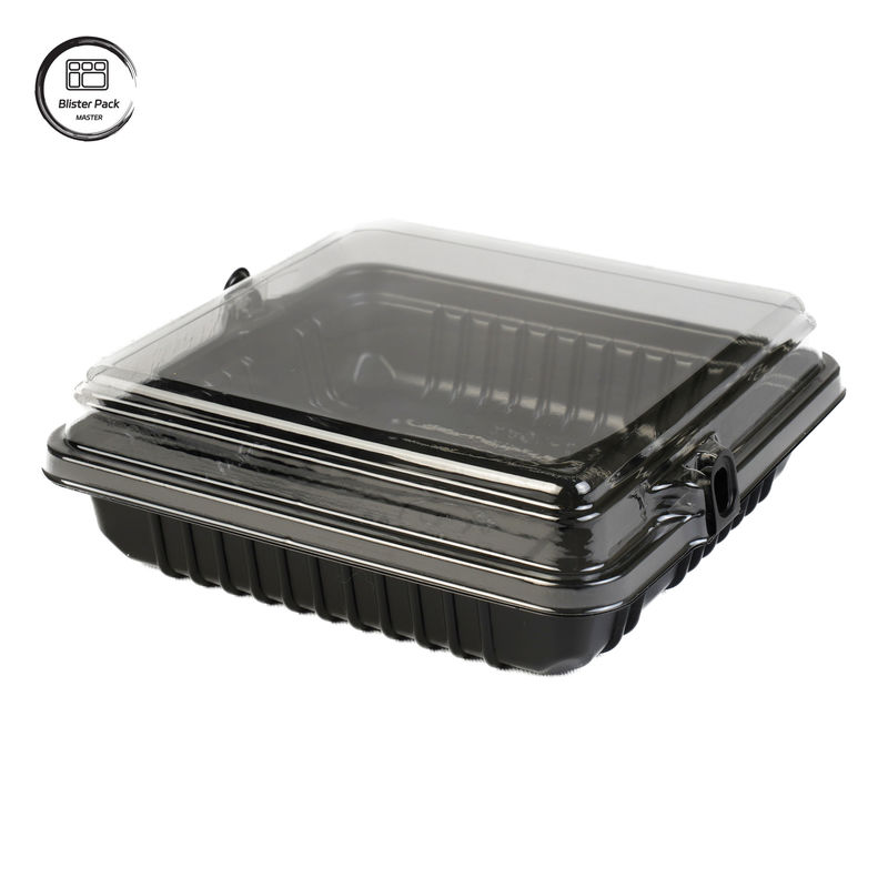 Contenitori alimentari monouso in plastica PET di piccole dimensioni quadrate con design impilabile per ristoranti da asporto