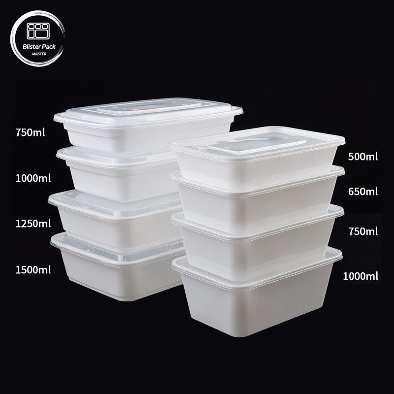 Microonde PP scaricabile scatola di plastica Bento con coperchi Clea Multi-Size 500ml a 1500ml