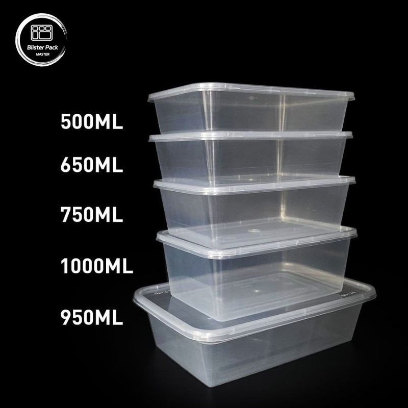 Contenitori alimentari monouso in plastica in PP rettangolare Dimensioni versatili da 500 ml a 1000 ml