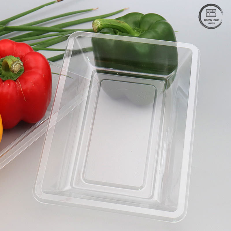 Tavolo trasparente monouso per frutta e verdura con fondo piatto di imballaggio in plastica per prodotti freschi