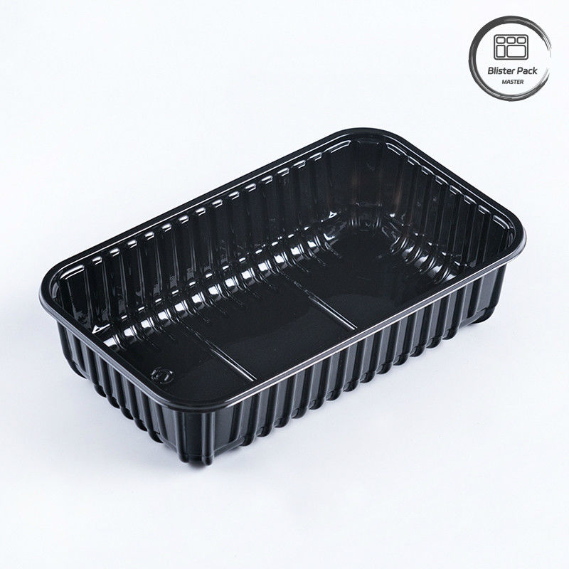 Supermercato Chili vassoio di plastica usa e getta profondo rettangolare frutta nero contenitori verdura fresca imballaggio vassoio alimentare