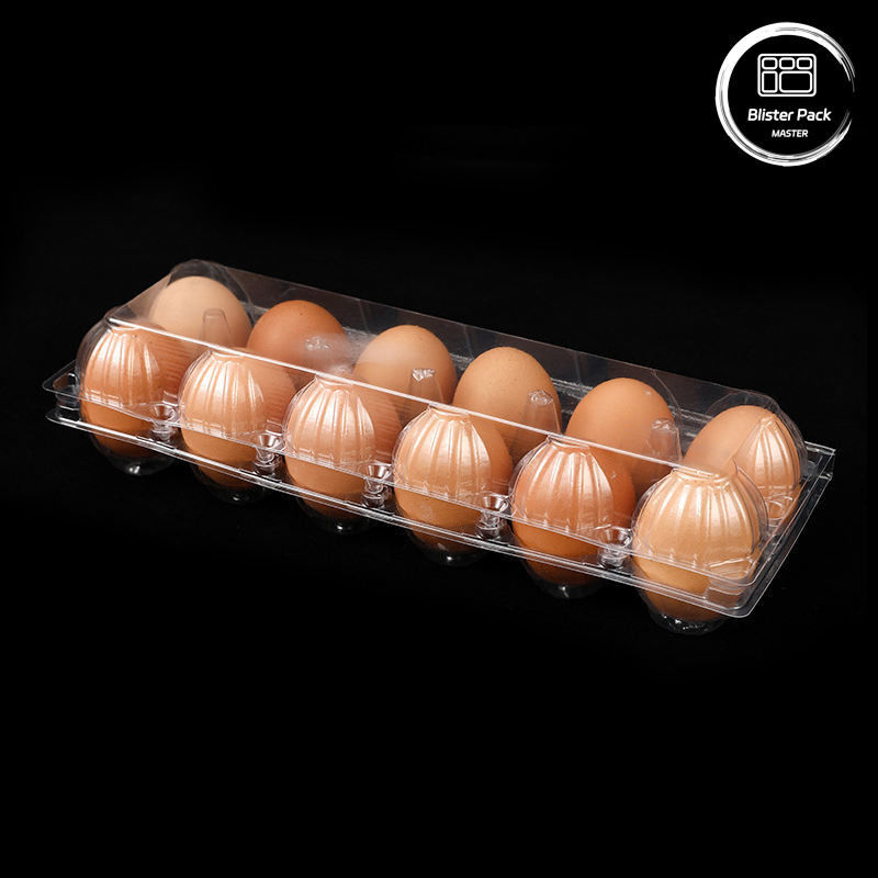 Scaffale a bolle di uova in PET resistente a 12 fessure a vuoto Scaffale a griglia in plastica usa e getta con coperchio