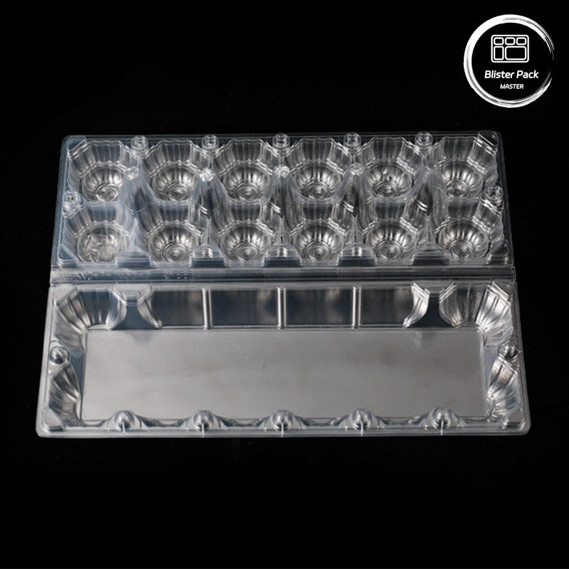 Scaffale a bolle di uova in PET resistente a 12 fessure a vuoto Scaffale a griglia in plastica usa e getta con coperchio
