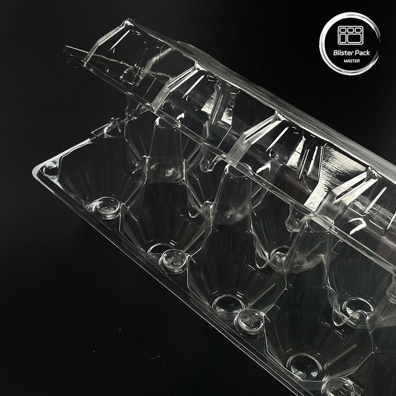 15 Scatto trasparente vassoio di uova di plastica usa e getta Blister Custom Designed 0.25mm~1.0mm Spessore