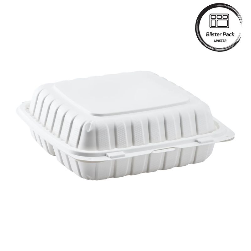 3 Compartimento di plastica termoformante Contenitore da portare fuori Quadrato per fast food / pasti caldi