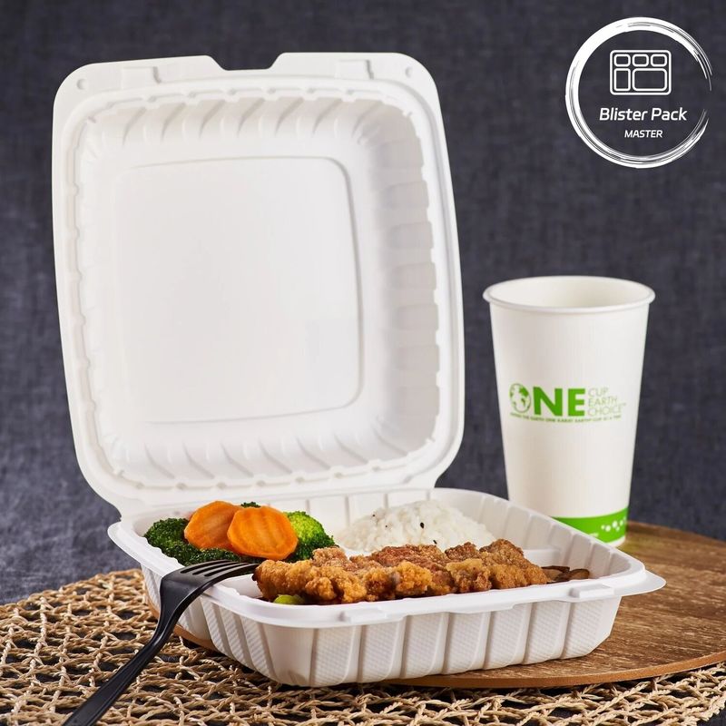 3 Compartimento di plastica termoformante Contenitore da portare fuori Quadrato per fast food / pasti caldi