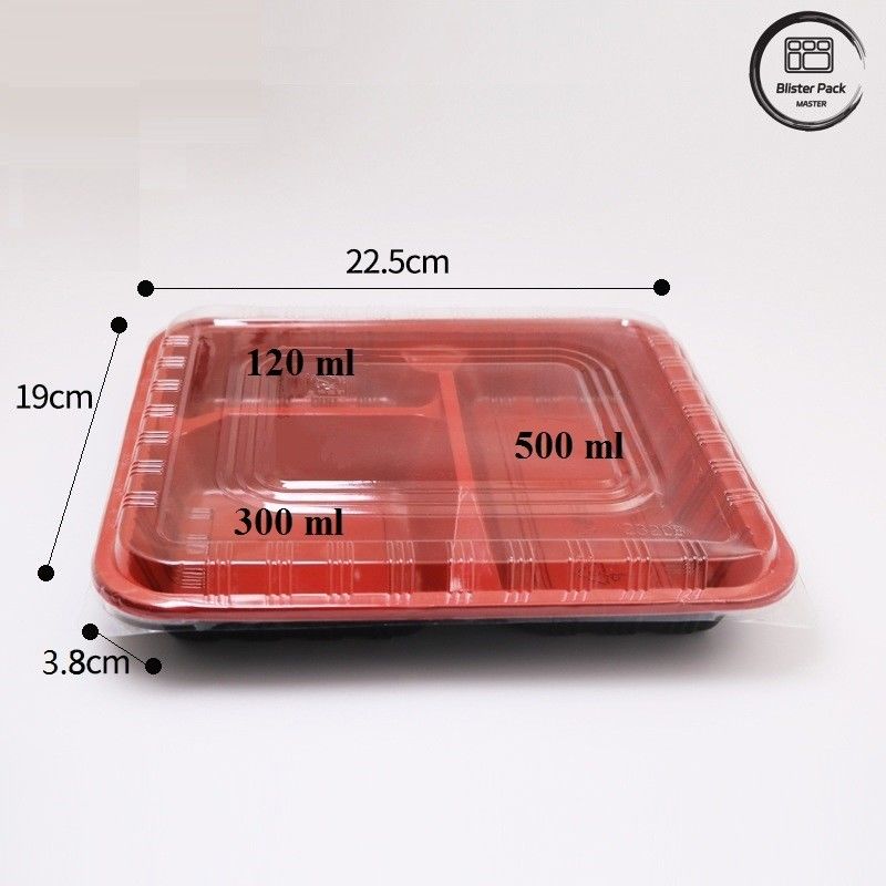 Eco-friendly 3 Compartimento Bento Box Disposable PP Plastic Microonde E Frigorifero Cassaforte
