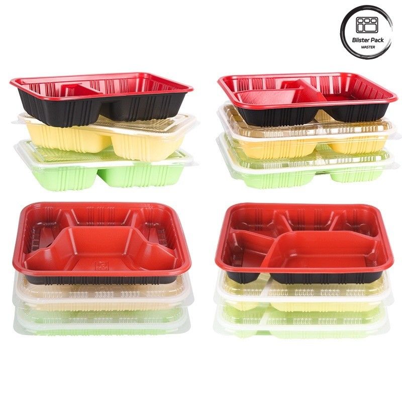 Eco-friendly 3 Compartimento Bento Box Disposable PP Plastic Microonde E Frigorifero Cassaforte