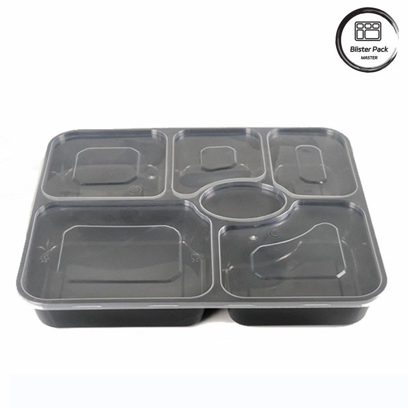 Preparazione del pasto in plastica trasparente 6 Compartimento Bento Box usa e getta per hotel ed eventi