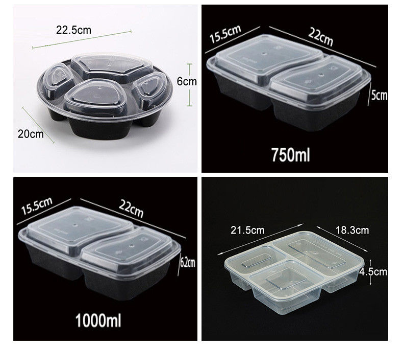 Preparazione del pasto in plastica trasparente 6 Compartimento Bento Box usa e getta per hotel ed eventi