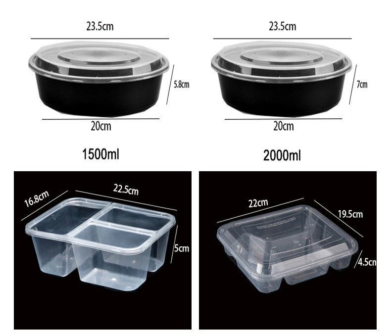 Preparazione del pasto in plastica trasparente 6 Compartimento Bento Box usa e getta per hotel ed eventi