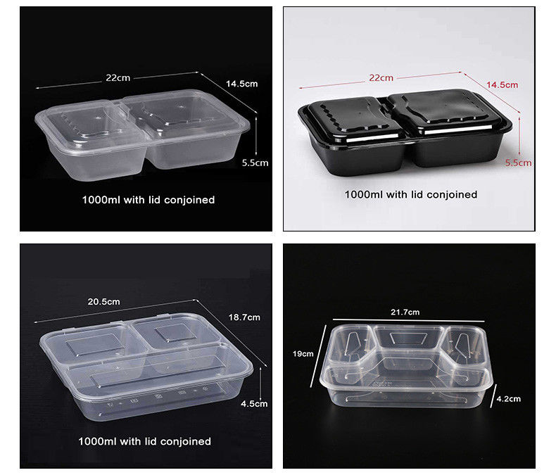 Preparazione del pasto in plastica trasparente 6 Compartimento Bento Box usa e getta per hotel ed eventi