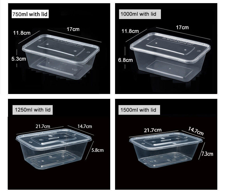 Preparazione del pasto in plastica trasparente 6 Compartimento Bento Box usa e getta per hotel ed eventi