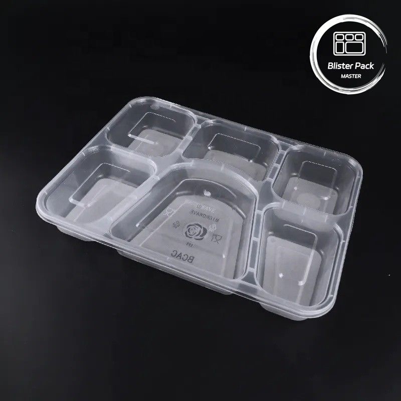 Scatole di plastica per il ritiro in microonde con 2, 3, 4, 6 scompartimenti Contenitori neri rettangolari monouso per pasto
