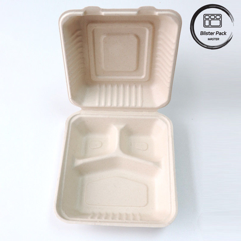 Blister Ecocompostabile Clamshell 3 Compartimento Scartatore di cibo monouso
