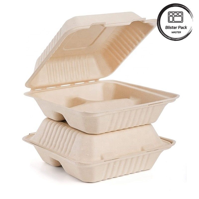 Blister Ecocompostabile Clamshell 3 Compartimento Scartatore di cibo monouso