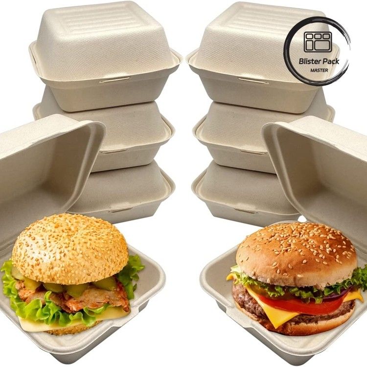Contenitore alimentare biodegradabile e usa e getta per hamburger e forno