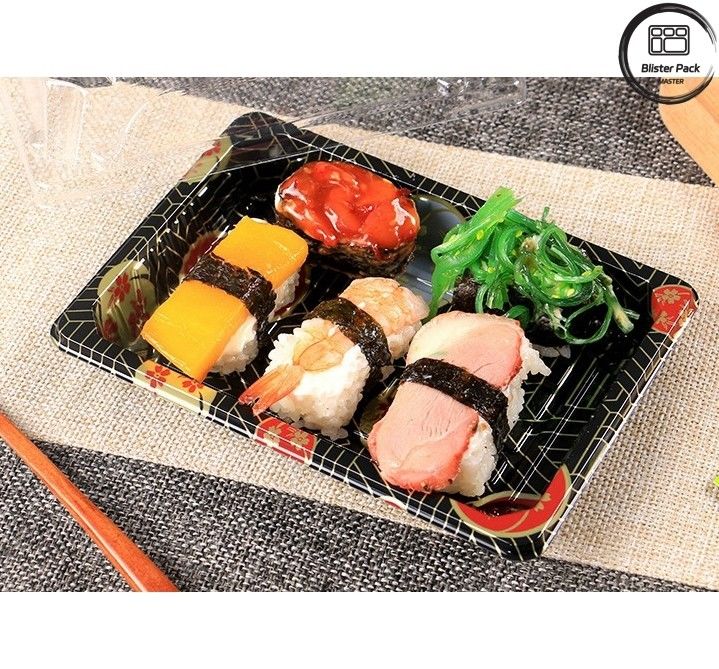 Disegno di alta qualità con vassoio di sushi in plastica in rilievo