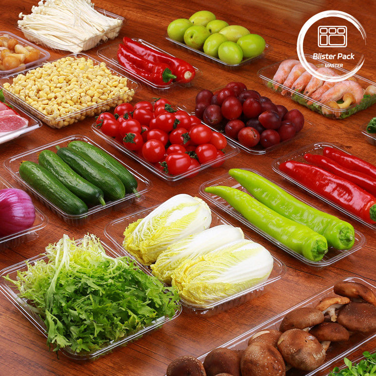 Piatti monouso in PET per prodotti alimentari, frutta e verdura, per la conservazione sicura e fresca
