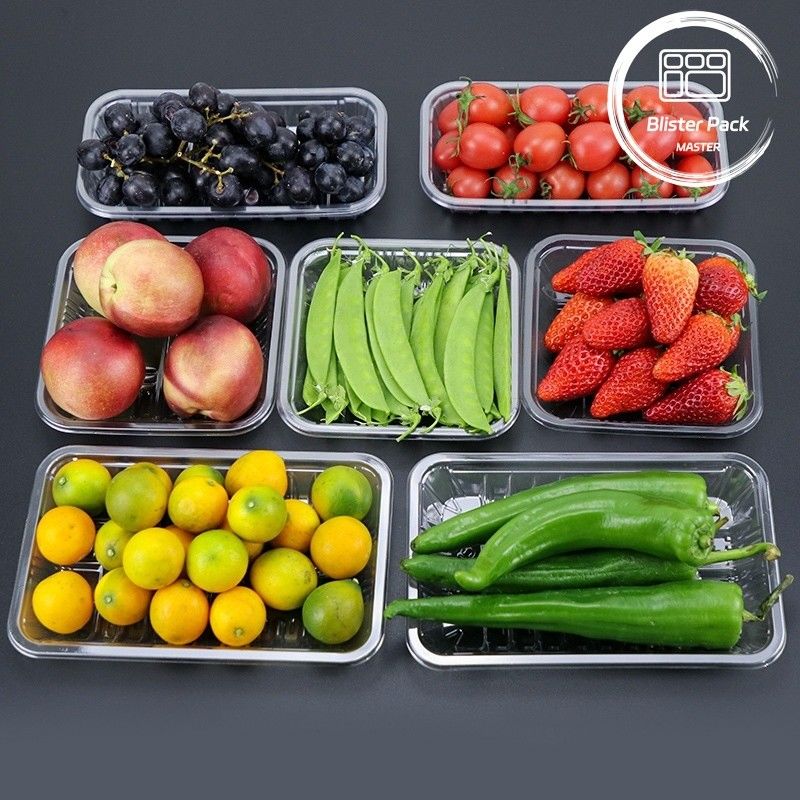 Tavolo per ortaggi e frutta fresca in PET trasparente, ideale per l'esposizione e lo stoccaggio
