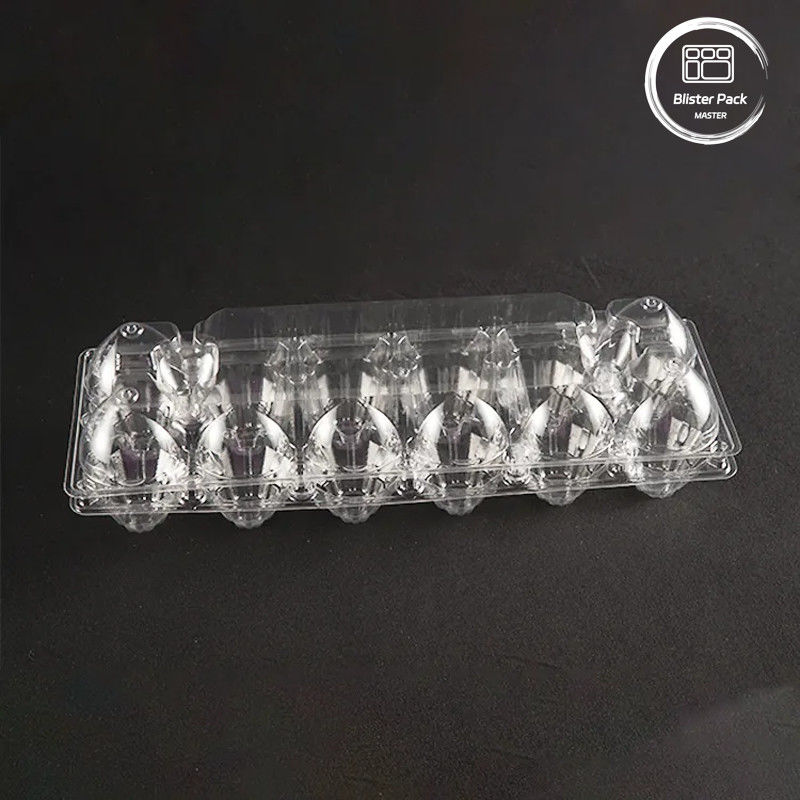 12 Cellule Trasparente PET Ogg Tray Logo personalizzabile Contenitore di uova in plastica per la conservazione
