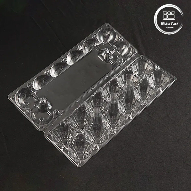 12 Cellule Trasparente PET Ogg Tray Logo personalizzabile Contenitore di uova in plastica per la conservazione