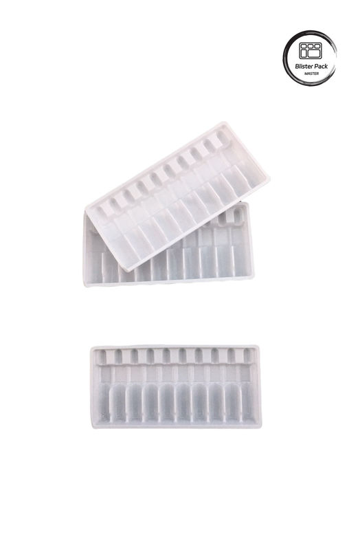 Vassoio per le fiale di plastica modellato a vuoto su misura, Bottiglia bianca per medicine con confezione in vesciche per flaconcini da 10 ml