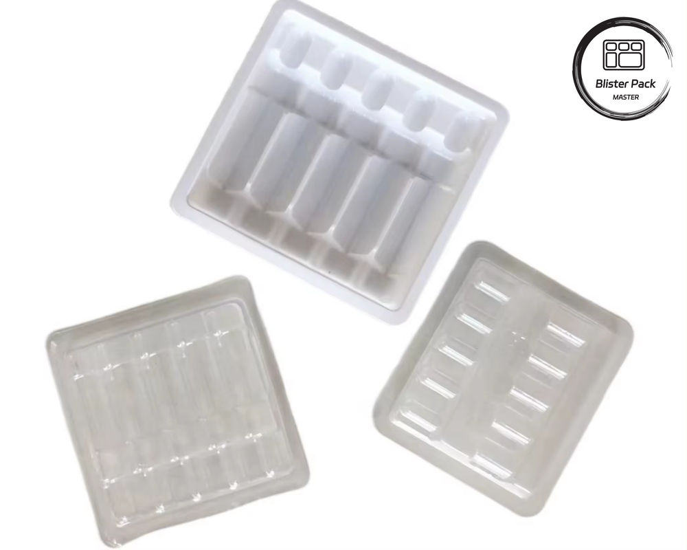 OEM & ODM PET Vacuum Forming Blister Plastic Tray, confezionamento interno personalizzato per fiale e fiale