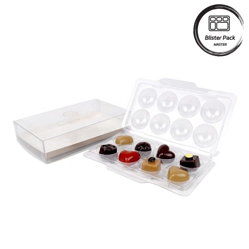Confezione trasparente in plastica trasparente per 4, 8, 15, 30 tartufi di cioccolato