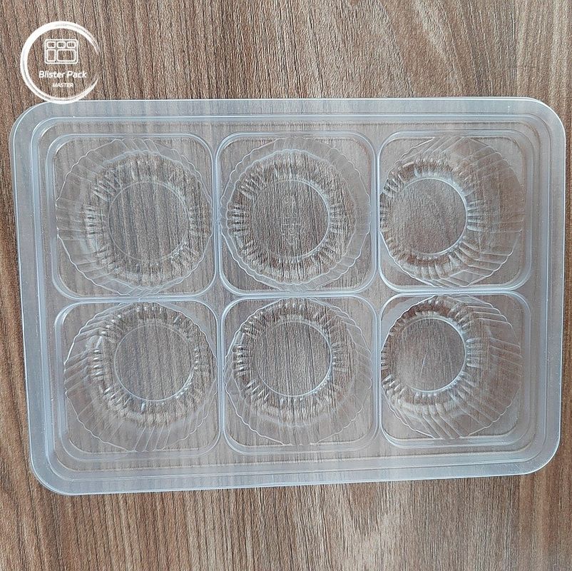 Tavolo di plastica trasparente in PP a bolle usa e getta, confezione a 6 cavità per cioccolato, caramelle, mooncake, muffin e gnocchi