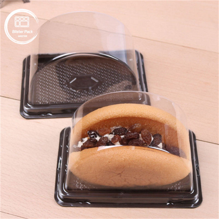 Tavolo di torte di plastica trasparente semicircolare su misura con coperchio con imballaggio di biscotti con etichetta sigillata