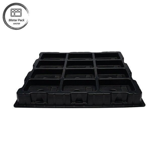 Produttore Confezione in plastica elettronica su misura grande PS, 12 griglie di alta durezza in nero puro