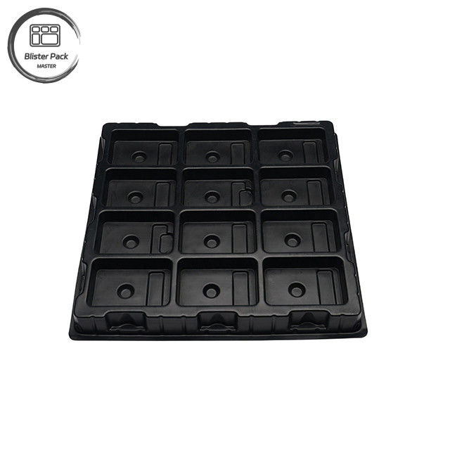 Produttore Confezione in plastica elettronica su misura grande PS, 12 griglie di alta durezza in nero puro