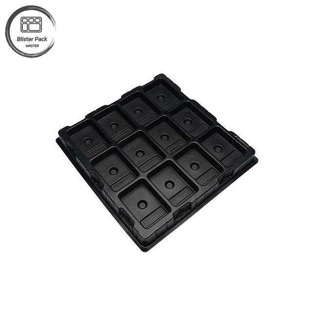 Produttore Confezione in plastica elettronica su misura grande PS, 12 griglie di alta durezza in nero puro